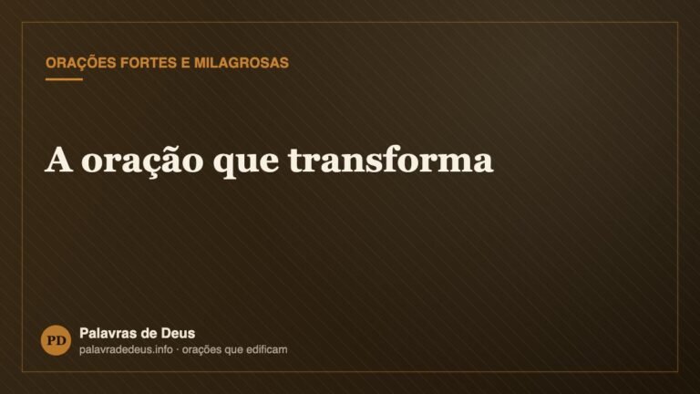 A oração que transforma