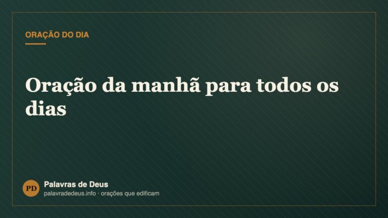 Oração da manhã para todos os dias