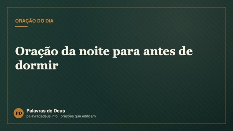 Oração da noite para antes de dormir