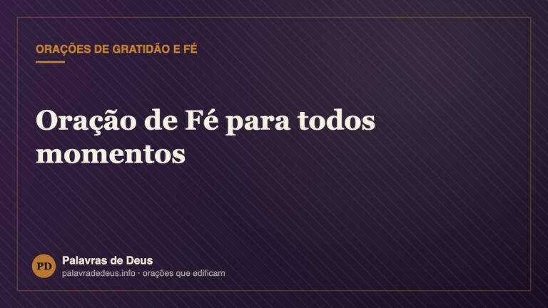 Oração de Fé para todos momentos