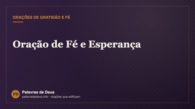 Oração de Fé e Esperança