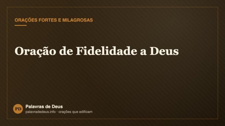 Oração de Fidelidade a Deus