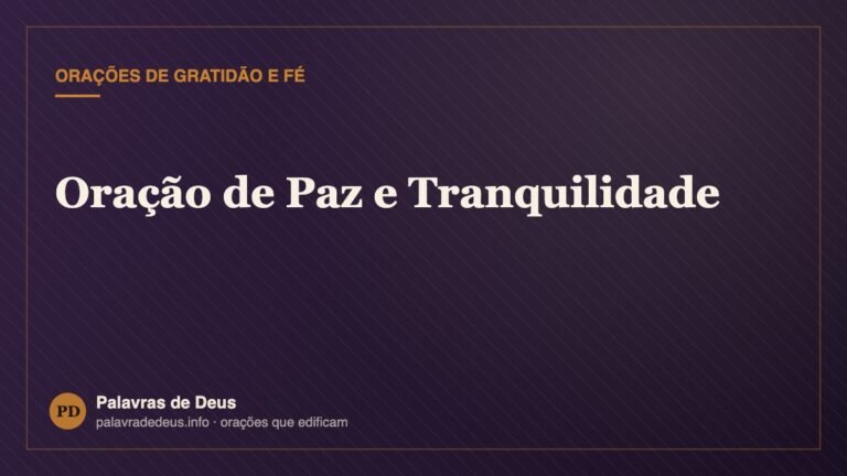 Oração de Paz e Tranquilidade