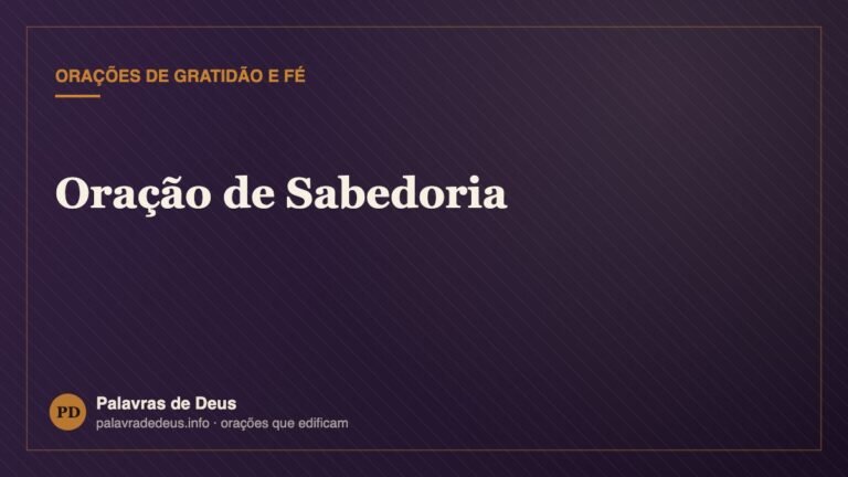 Oração de Sabedoria