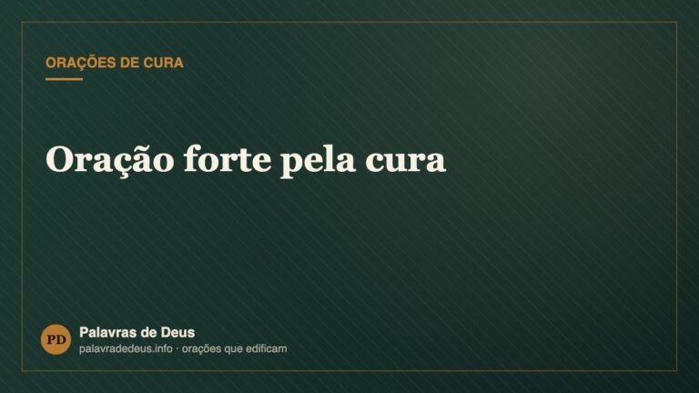 Oração forte pela cura