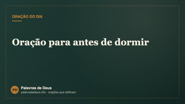 Oração para antes de dormir