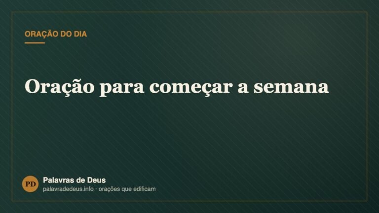 Oração para começar a semana