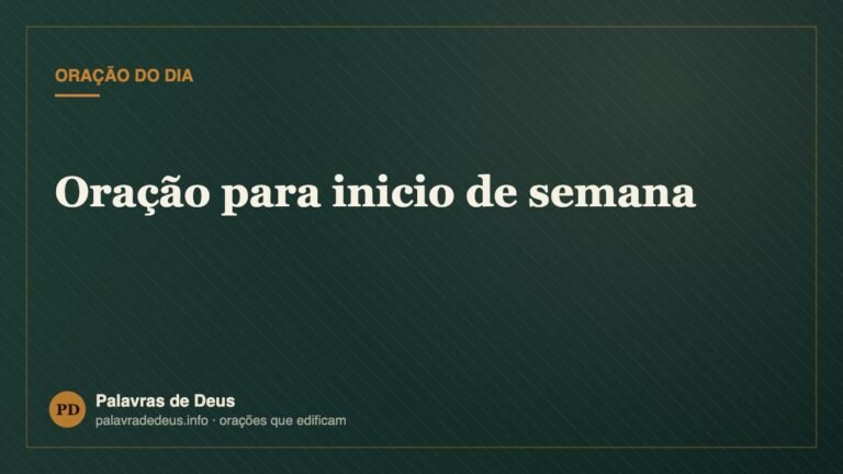Oração para inicio de semana