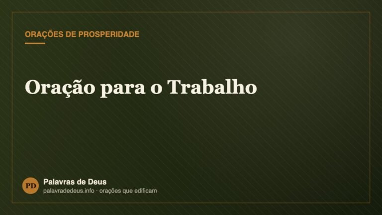 Oração para o Trabalho