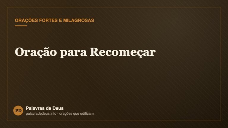 Oração para Recomeçar