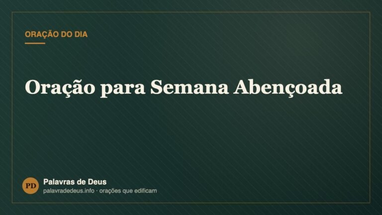 Oração para Semana Abençoada