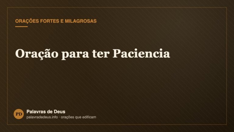 Oração para ter Paciencia