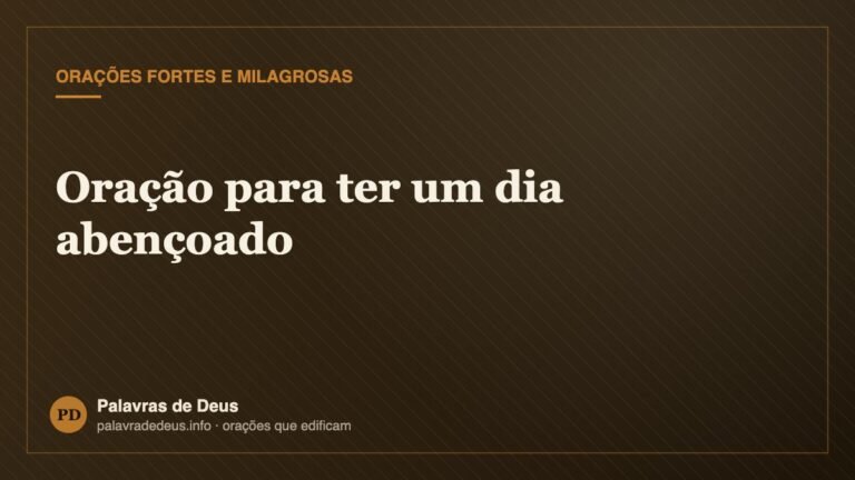 Oração para ter um dia abençoado