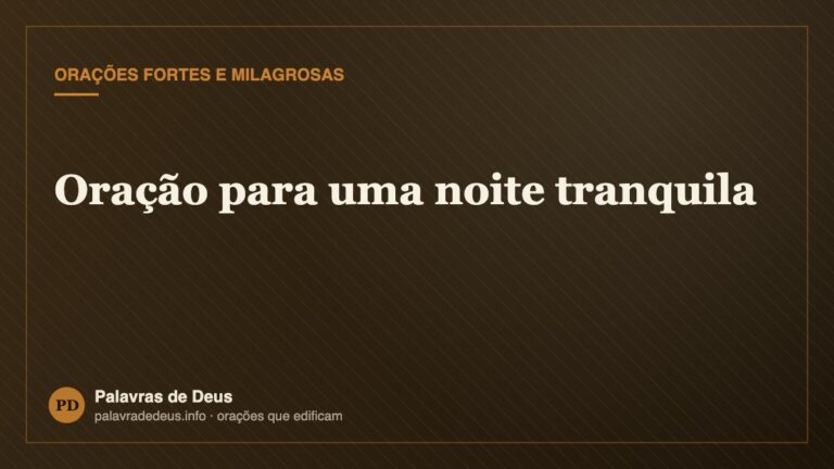 Oração para uma noite tranquila
