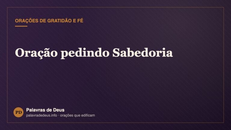 Oração pedindo Sabedoria