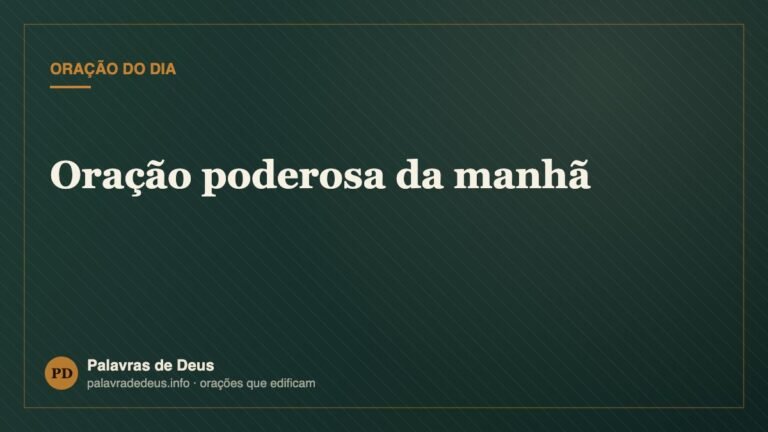 Oração poderosa da manhã