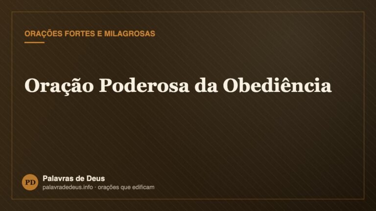 Oração Poderosa da Obediência